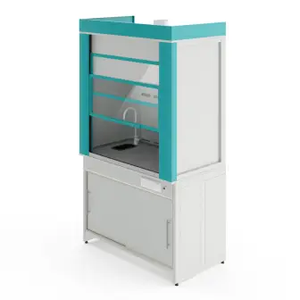 Metal fume hood with a compartment for storing acids and plumbing fixtures ShVMp NVK 1200 MON+ (1260×725×2220)