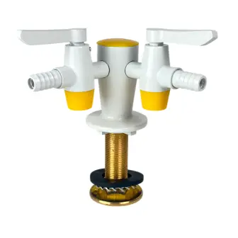 Double gas laboratory tap Stegler KG-2-105 (cast copper, height 105 mm, angular)